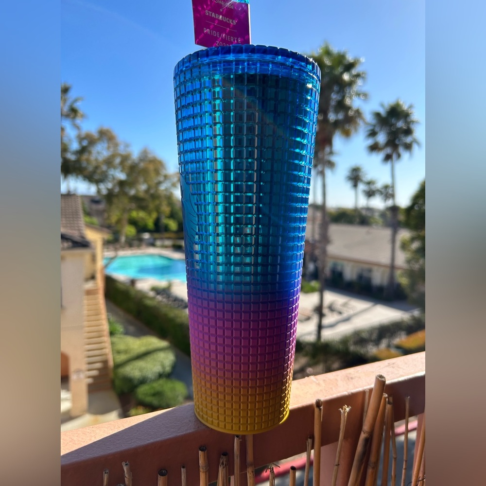 Tim Singleton Pride Rainbow Grid Studded 2023 Starbucks 24oz Cold Cup Tumbler